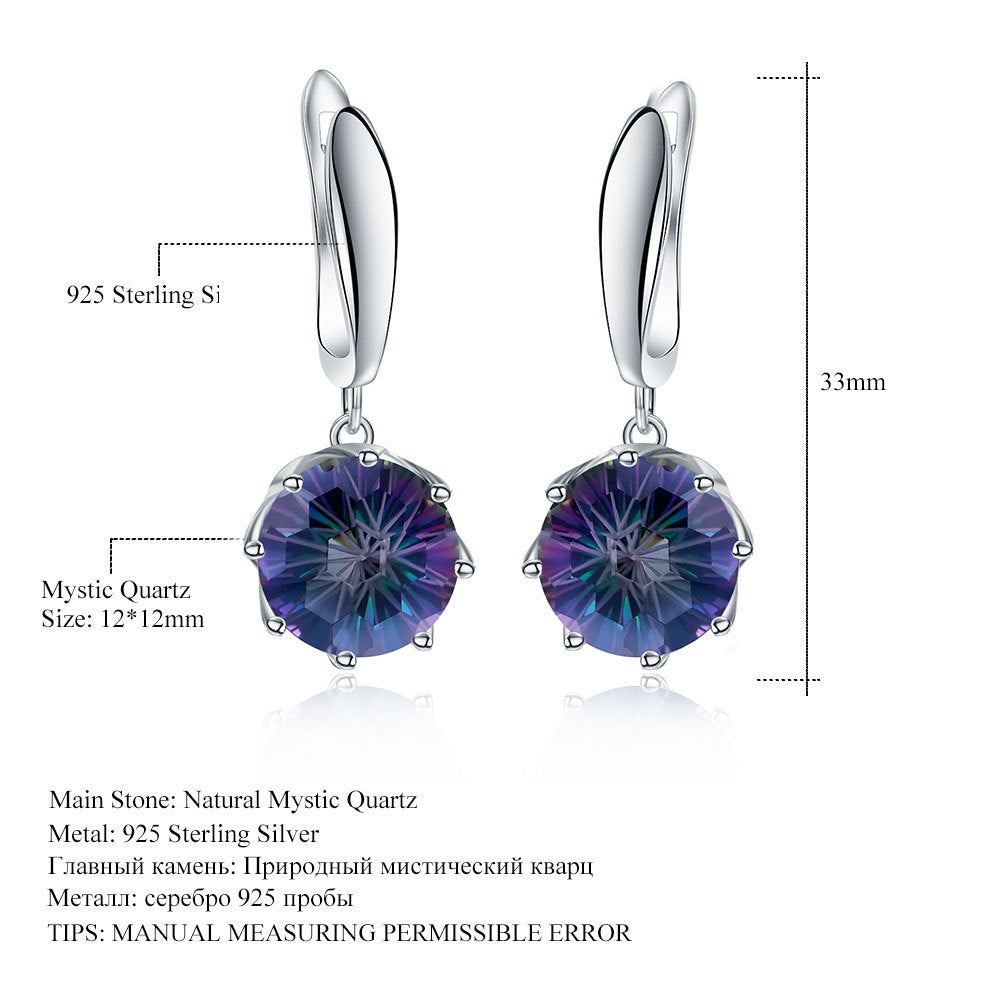 In Stock Fashion Simple Temperament Eardrops Popular s925Silver Inlaid Colorful Gemstone Crystal Earrings Jewelry