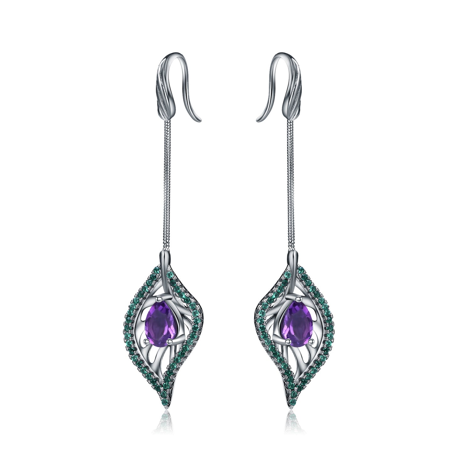 Italian Craft Designer Earrings Long Jewelry Accessories s925Silver Natural Amethyst Earrings Drop Earrings