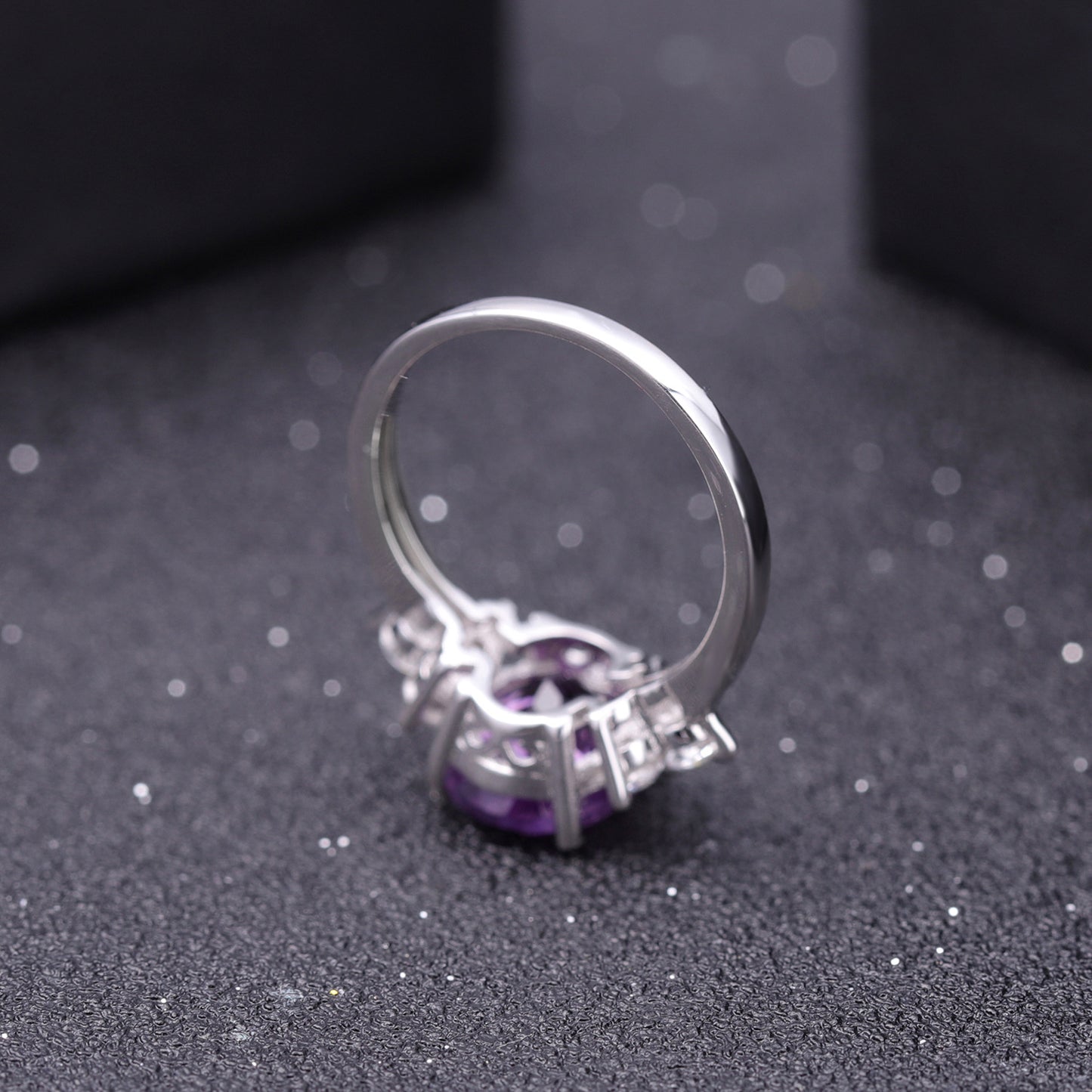 Luxurious High-End Natural Gemstone Ring Fashionable and Elegant Inlaid Gemstone s925Silver Natural Amethyst Ring
