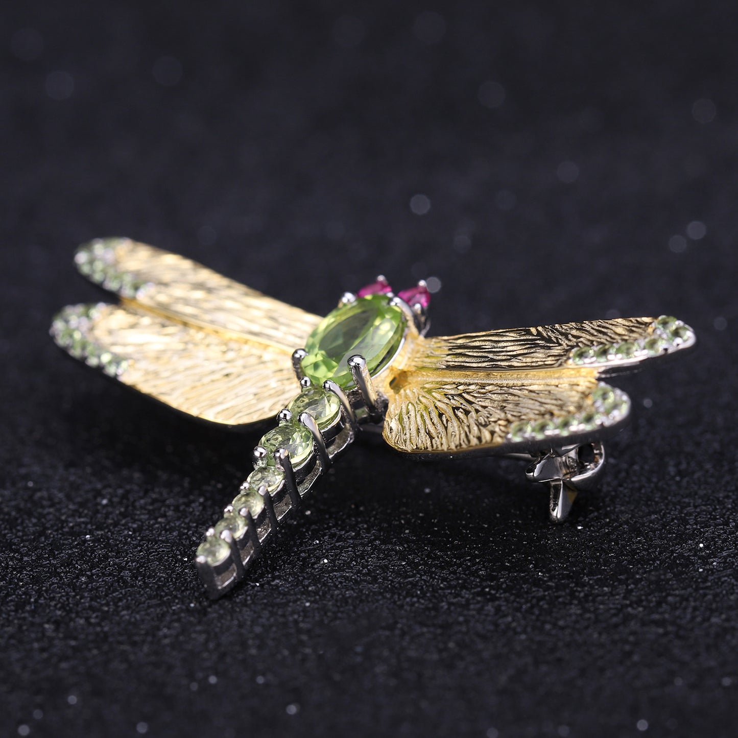 Designer Model Natural Colored Gems Brooch Dragonfly Design Classical Dignified s925Silver Natural Garnet Brooch