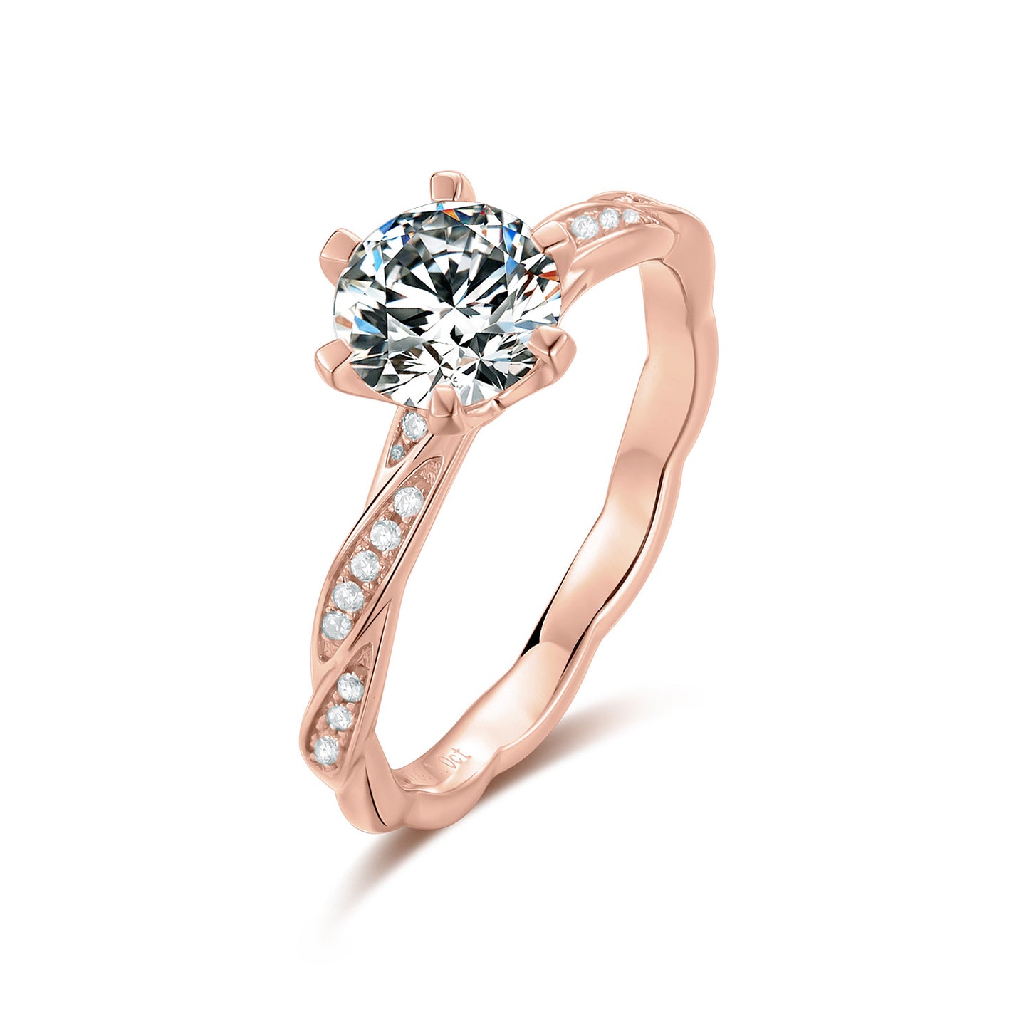 1Carat Moissanite Ring Korean Style ins Smooth Body9/10/14/18k White Gold Rose Gold Yellow Gold Ring