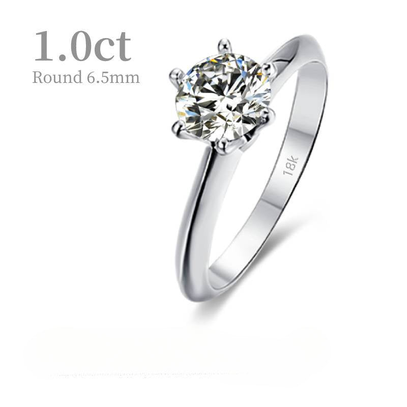 Classic Simple Six-Claw1Carat Moissanite Ring9/10/14/18k Rose Gold White Gold Yellow Gold Rings for Men and Women