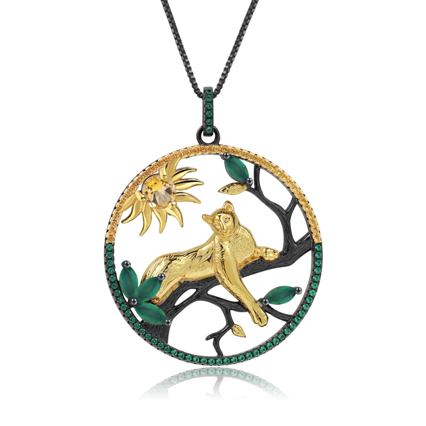 Designer High-End Gemstone Pendant Animal Tiger Element Design925Silver Natural Garnet Necklace Pendant