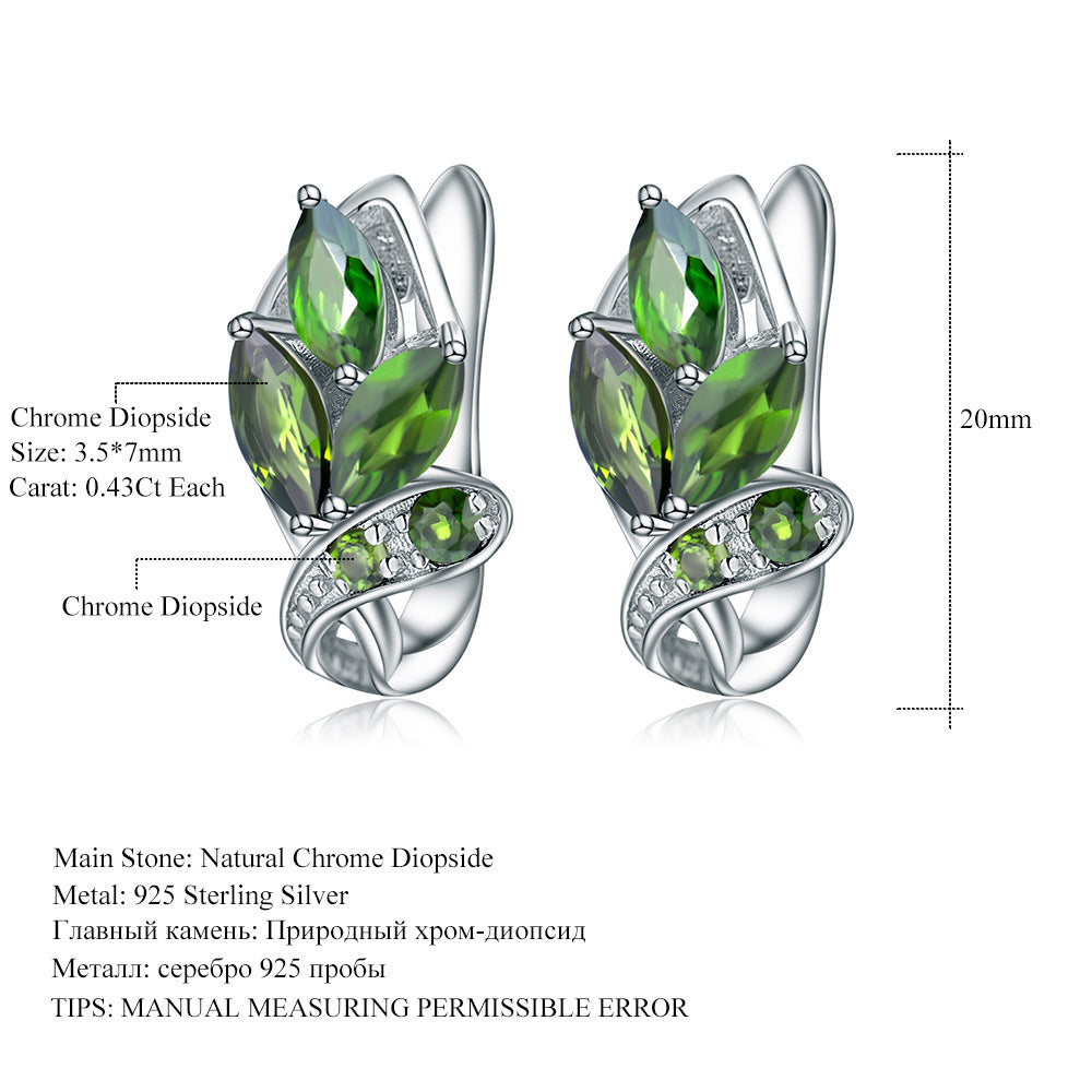 New Luxury Natural Garnet Stud Earrings Jewelry Advanced Design s925Silver Inlaid Gemstone Stud Earrings