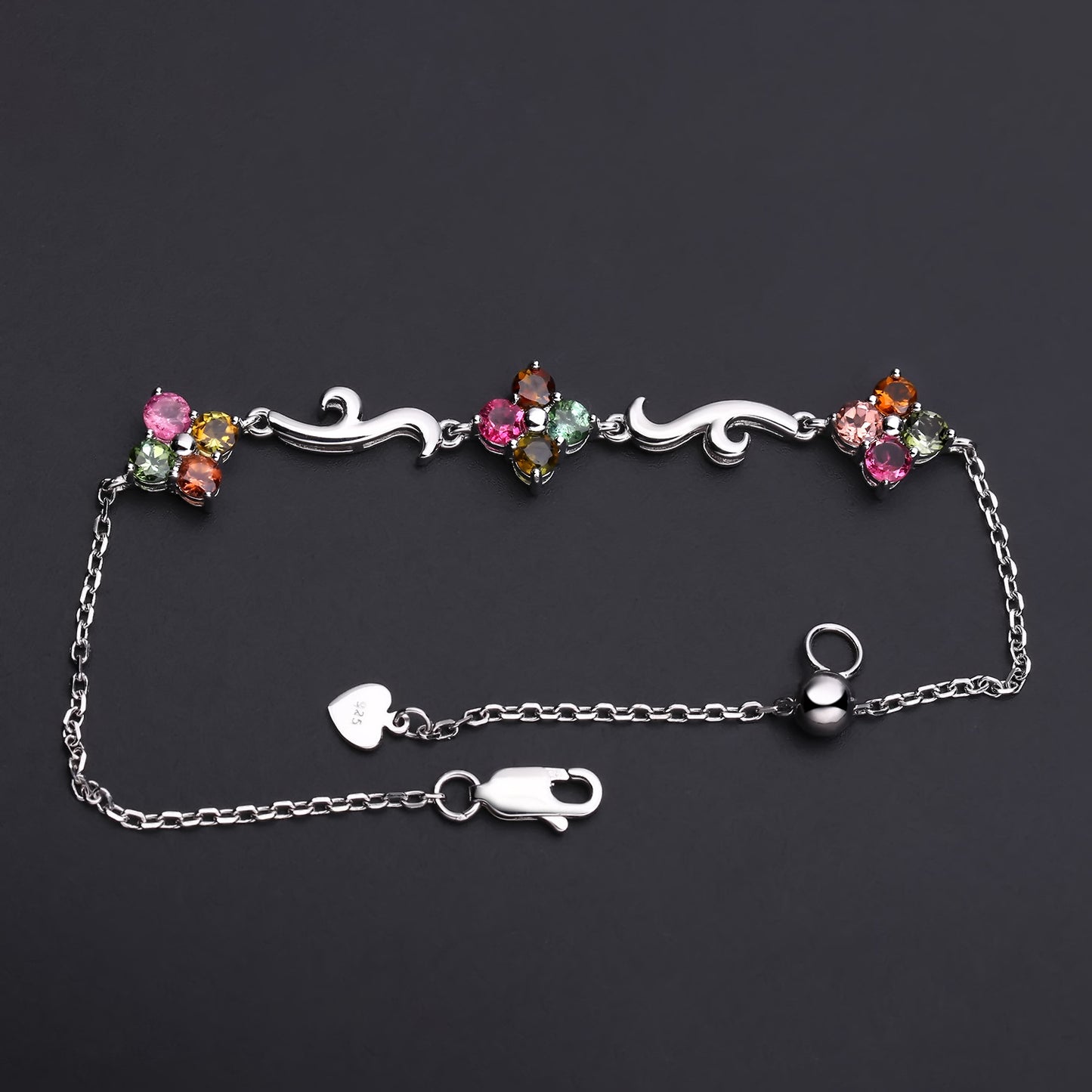 New Design Natural Tourmaline Bracelet for Women Creative Princess Temperament s925Silver Inlaid Natural Gemstone Bracelet