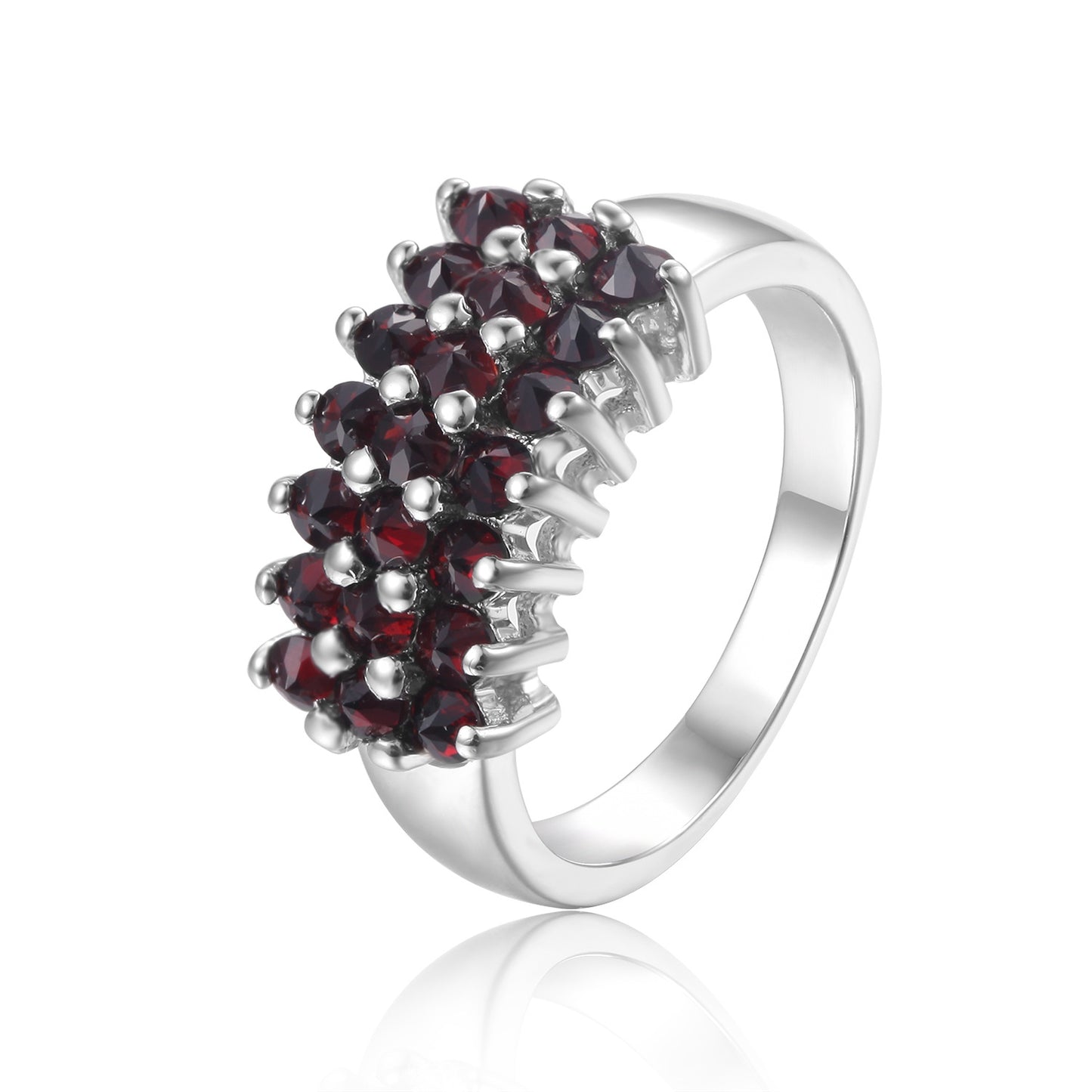 Natural Tourmaline Ring Source s925Sterling Silver Inlaid Colorful Gemstone Three-Row Stone Personality Ring