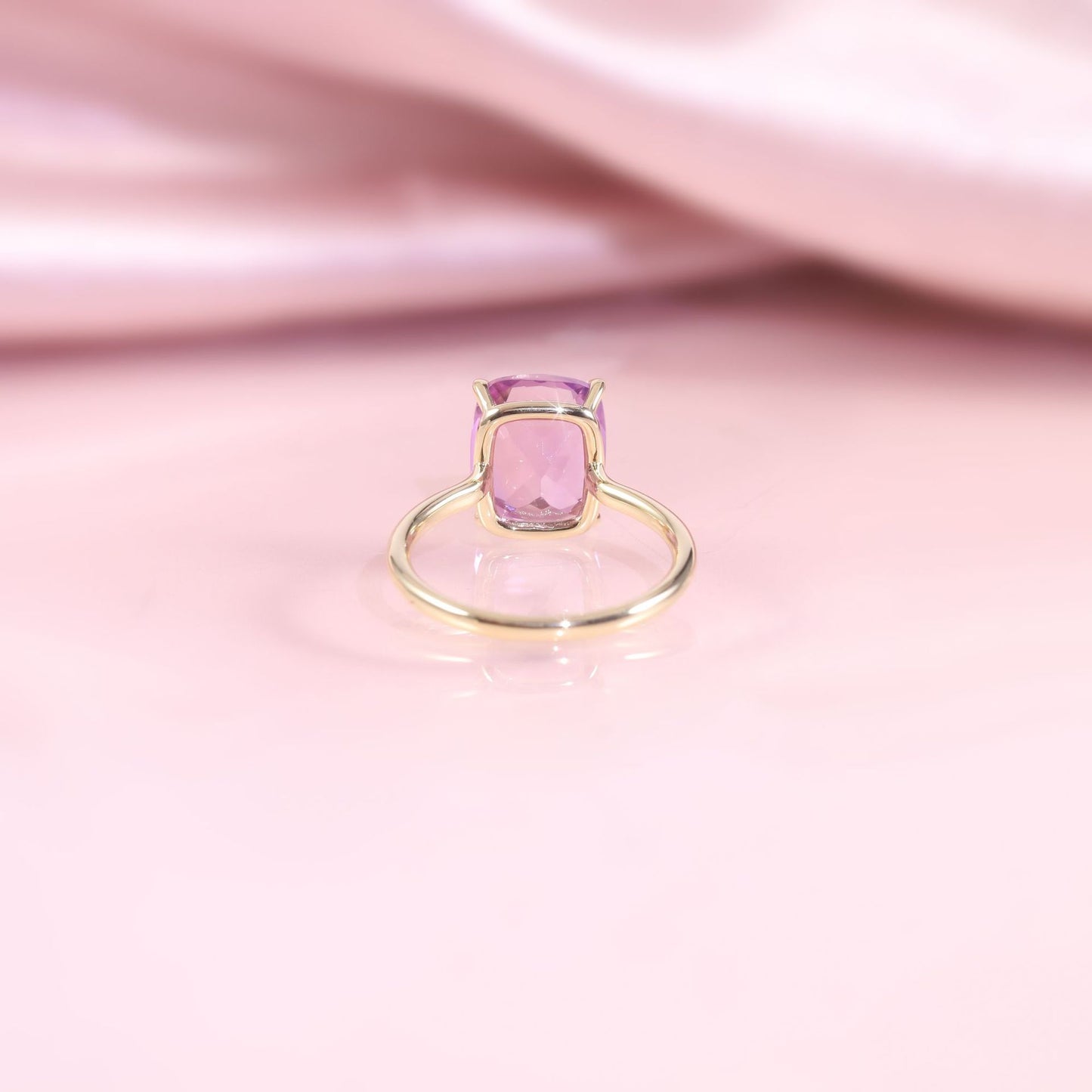 Exaggeration4Carat Ring s925Sterling Silver Inlaid Natural Amethyst Topaz Square Large Gemstone Ring