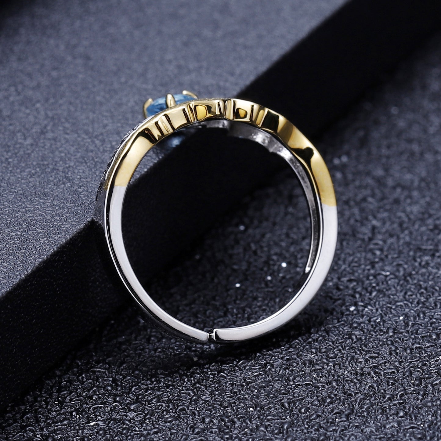 Designer Gemstone Adjustable Open Ring Natural Style Design s925Silver Natural Topaz Ring