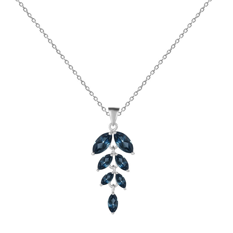 Fashionable Design Stone Necklace Pendant Niche925Sterling Silver Inlaid with Natural Gemstones and Cross Chain Pendant Necklace