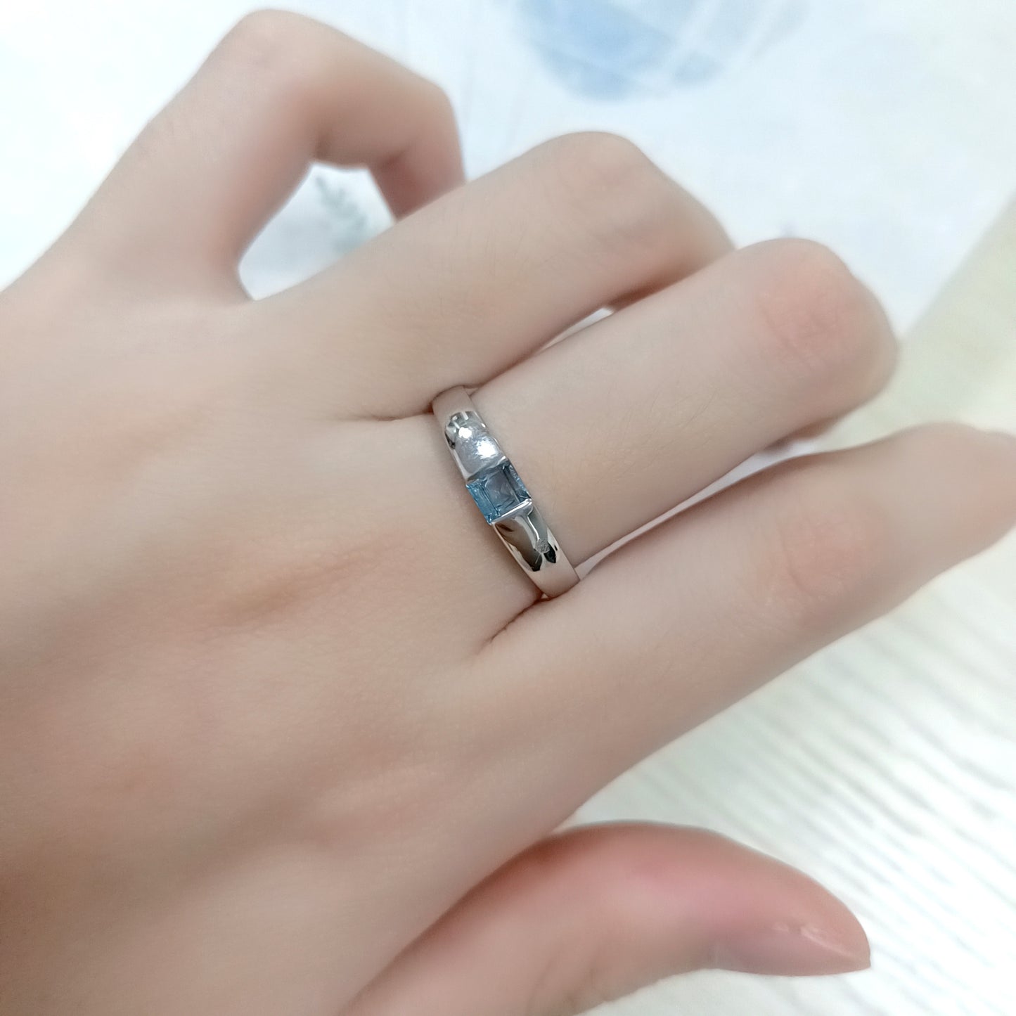 Commuting Simple Style Unisex Rings925Wholesale Pure Silver Natural Topaz Black Spinel Gemstone Ring