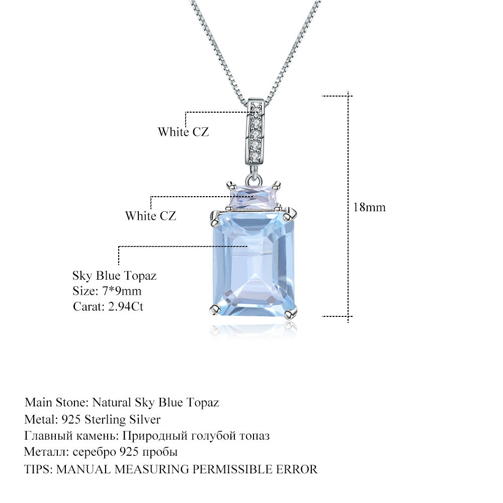 Natural Topaz Necklace Pendant Fashionable Light Luxury High-end Feel s925Sterling Silver Inlaid Natural Gemstone Necklace