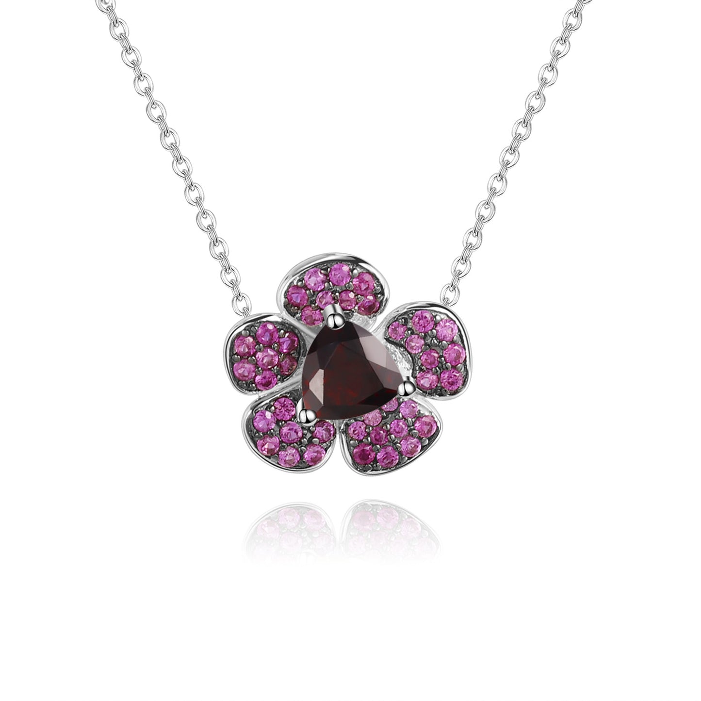 Designer Natural Amethyst Pendant Floral Design s925Silver Color Gemstone Necklace Pendant