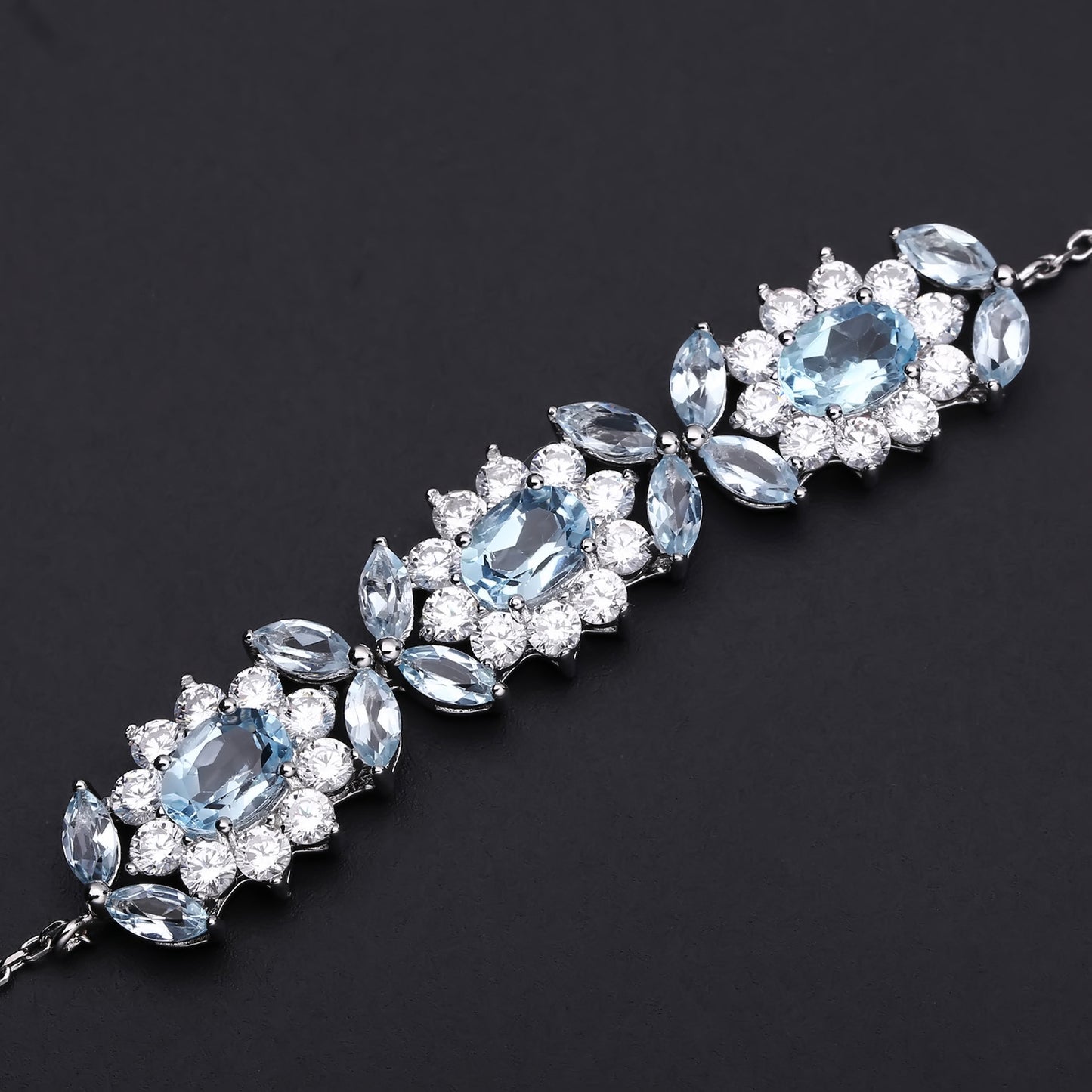 Luxurious Design Natural Topaz Bracelet Style Princess Temperament s925Silver Color Crystal Bracelet