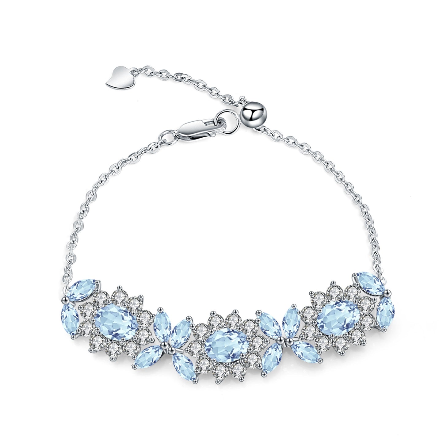 Luxurious Design Natural Topaz Bracelet Style Princess Temperament s925Silver Color Crystal Bracelet