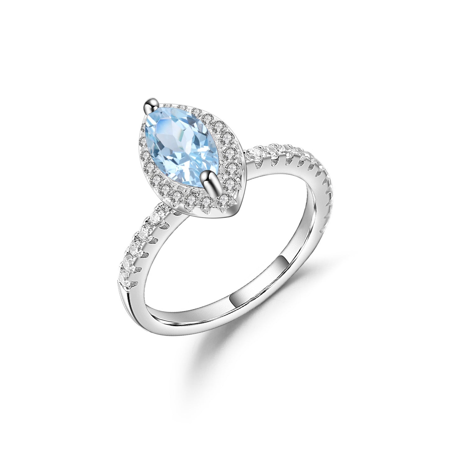 Marquise-shaped Candy-colored Ring s925Sterling Silver Ring Set with Natural Sapphire Garnet5*10mm Ring Topaz