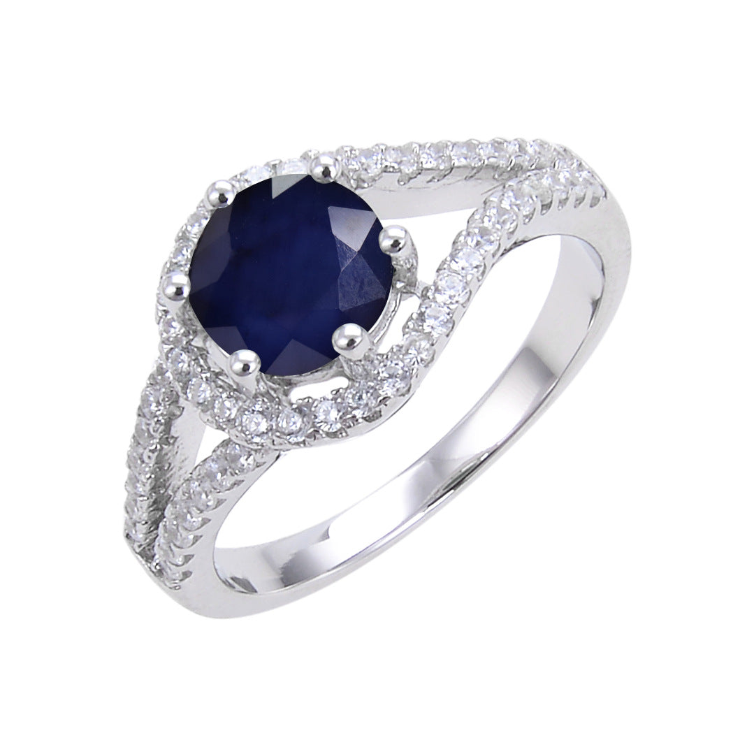 Hot Selling Colorful Gemstone Natural Emerald Ring s925Sterling Silver Crystal Sapphire Ring for Men and Women