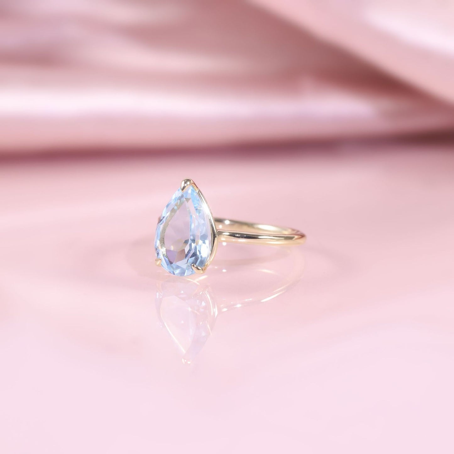 Fresh3Carat Ring s925Sterling Silver Inlaid Natural Crystal Topaz Water Drop Pear-Shaped Ring Large Main Stone for Women