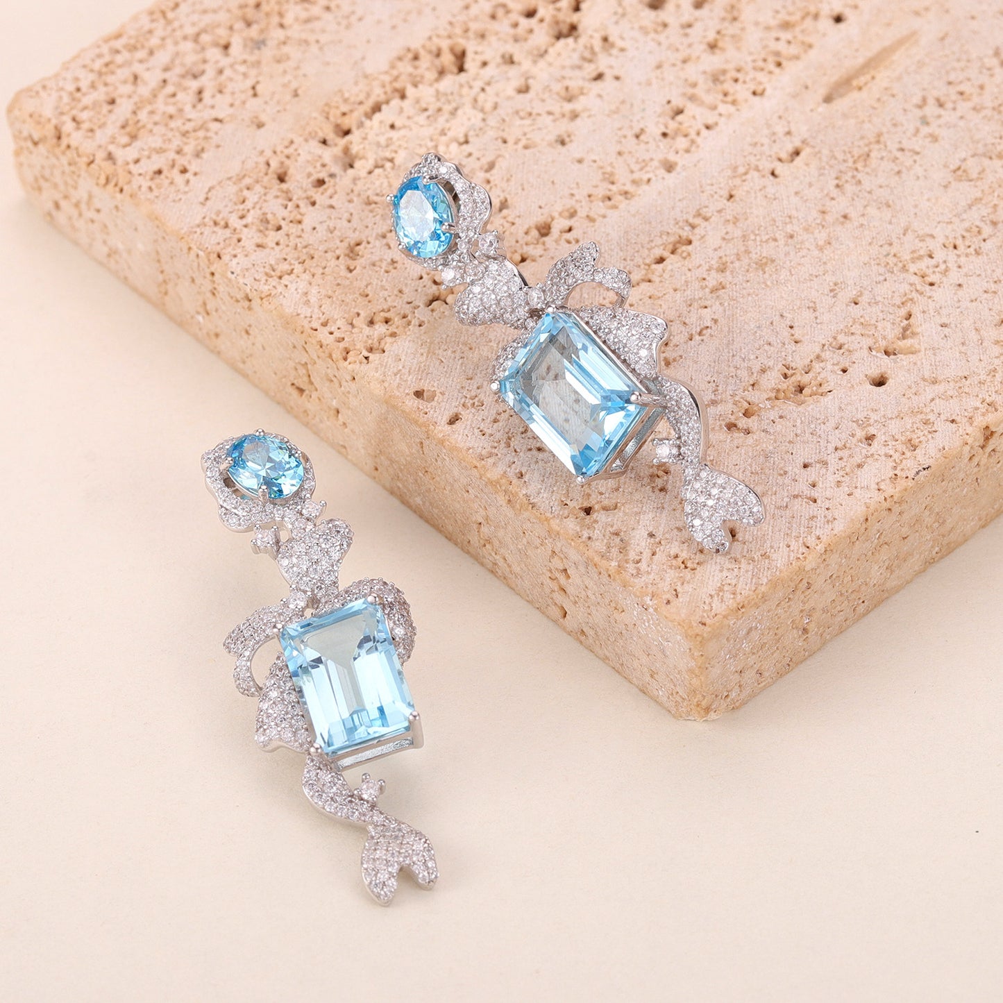 Unique Design Natural Topaz Earrings s925Sterling Silver Inlaid Purple Yellow Pink Crystal Large Carat Gemstone Earrings