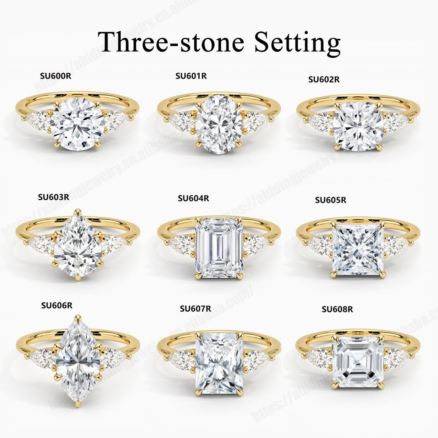 Light Luxury High-End Sense18k Gold Platinum Ring Inlaid with Moissanite1Carat Wedding Ring9/10/14k Gold Ring Setting