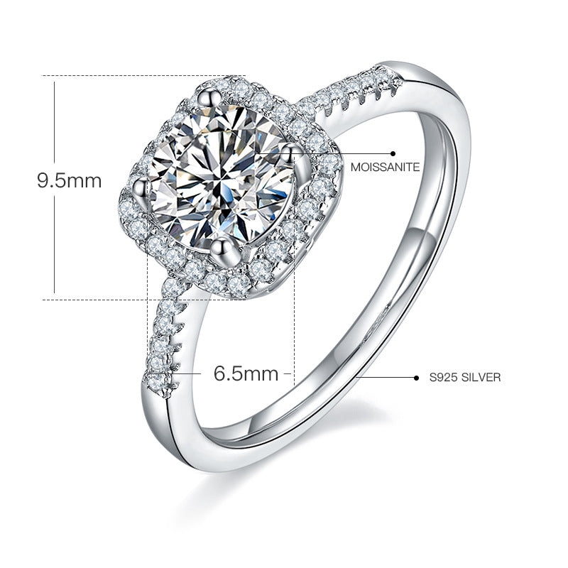 Fashion Straight Arm Luxury Square Moissanite Ring for Women s925Sterling Silver Inlaid Gemstone1Carat Moissanite Ring