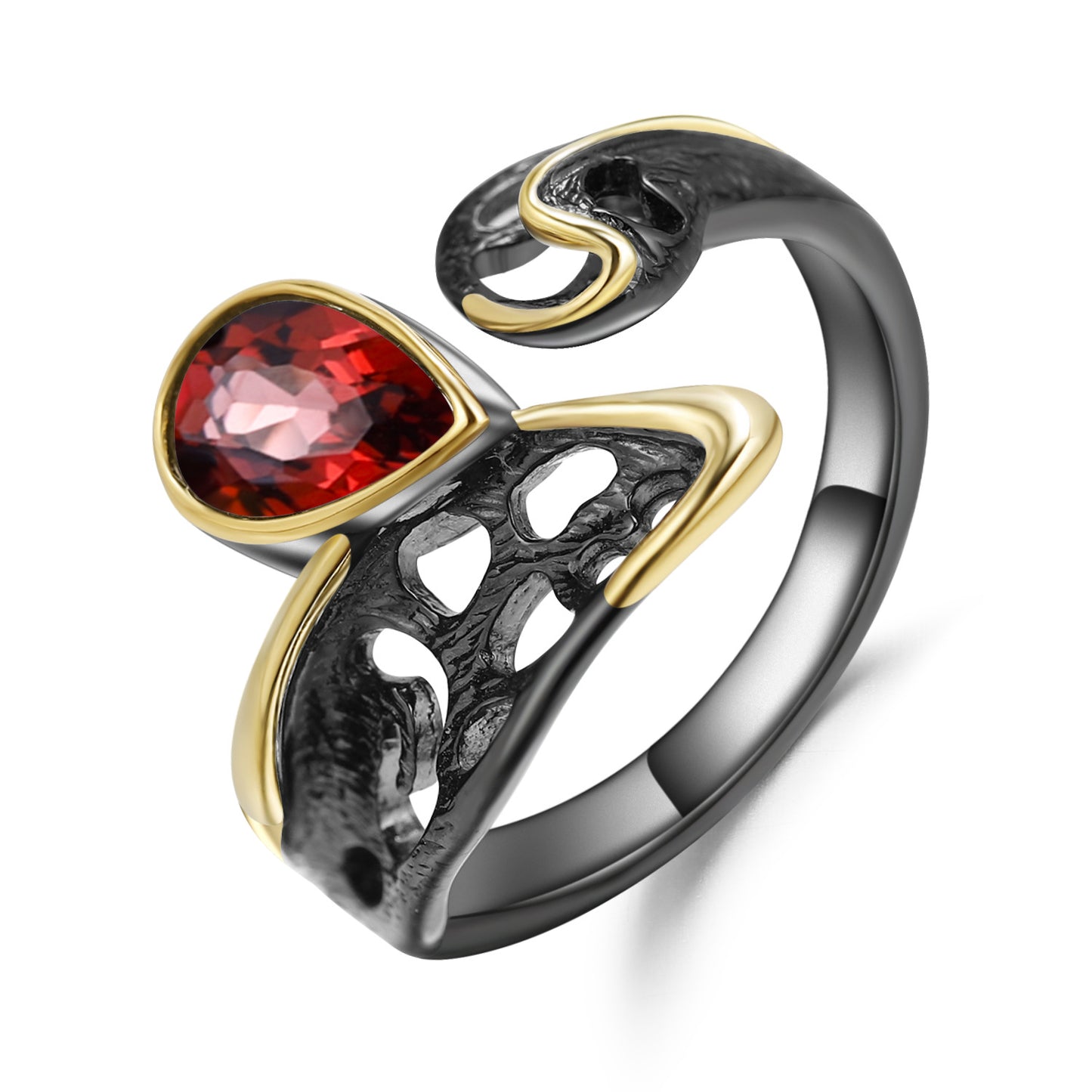 Designer Gemstone Inlaid Open Ring Vintage Style High-End Design925Silver Natural Amethyst Ring