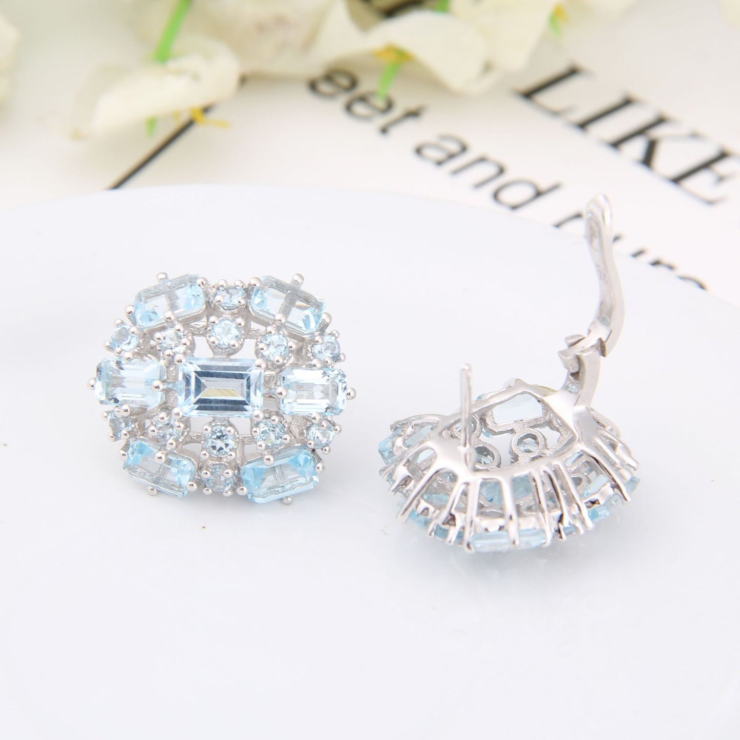 Luxurious Design Natural Topaz Earrings Fashionable and High-end Clustered Jewelry s925Silver Natural Gemstone Earrings