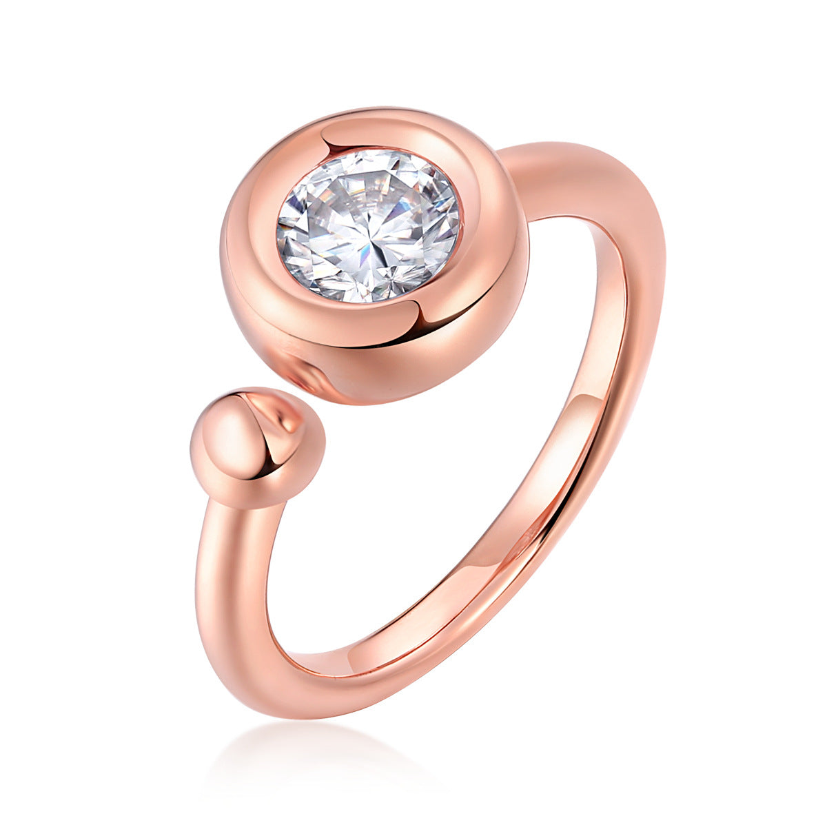 Fashionable Simple Moissanite Open Ring s925Sterling Silver Plated18k Gold Inlay1Carat Moissanite Ring