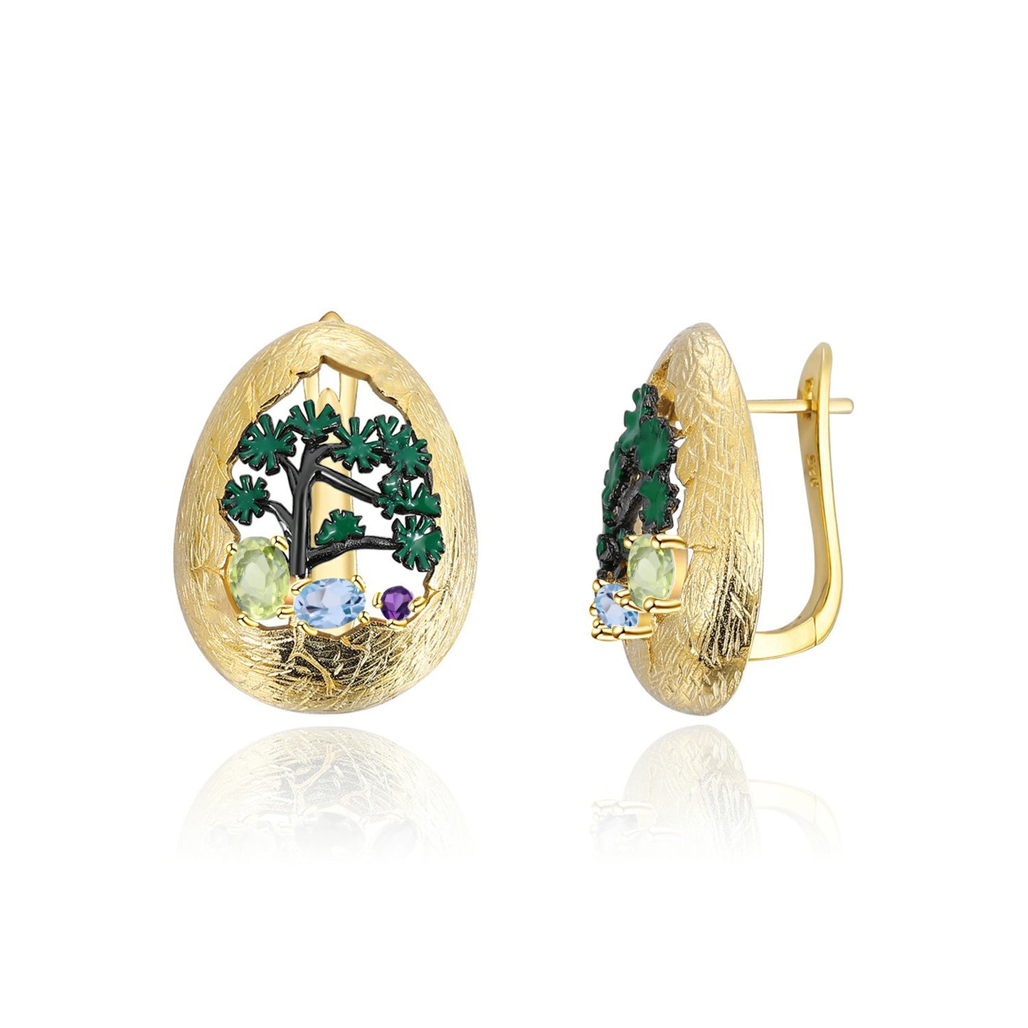 Natural Style Designer Gemstone Earrings Vintage High-end Feel s925Silver Natural Gemstone Earrings