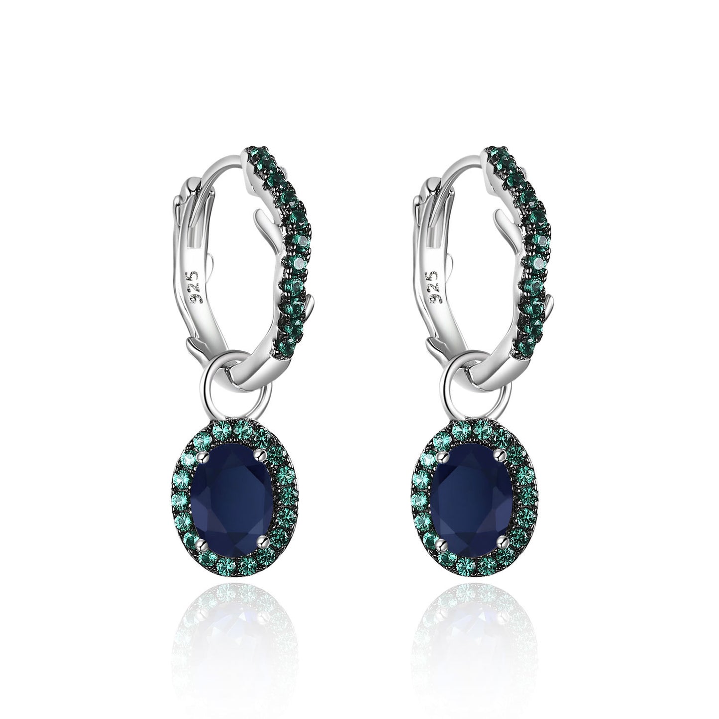 Design Sense Set Natural Crystal s925Sterling Silver Ring Earrings Sapphire Jewelry Set Niche