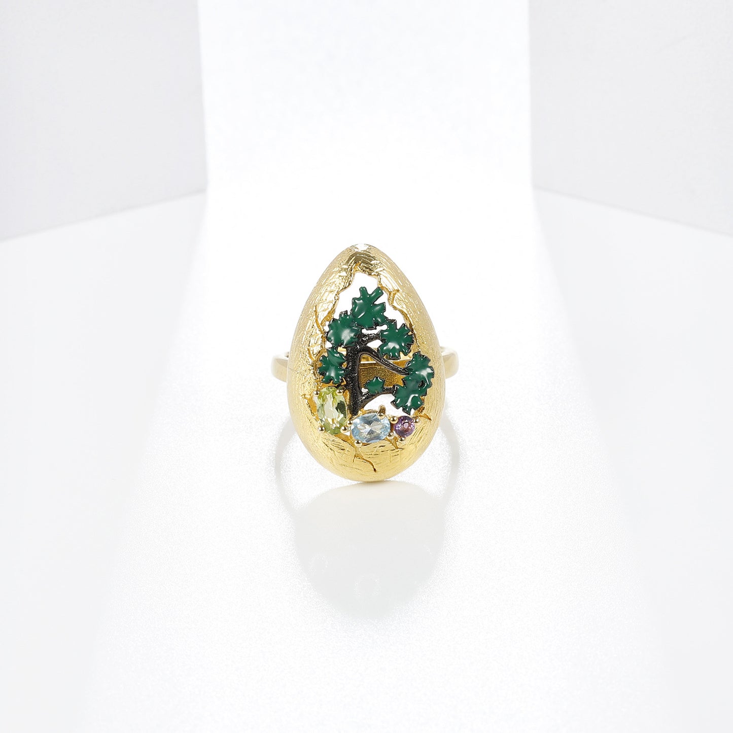 Designer Style High-End Personality Adjustable Ring Natural Style Design s925Silver Natural Yellow Crystal Ring