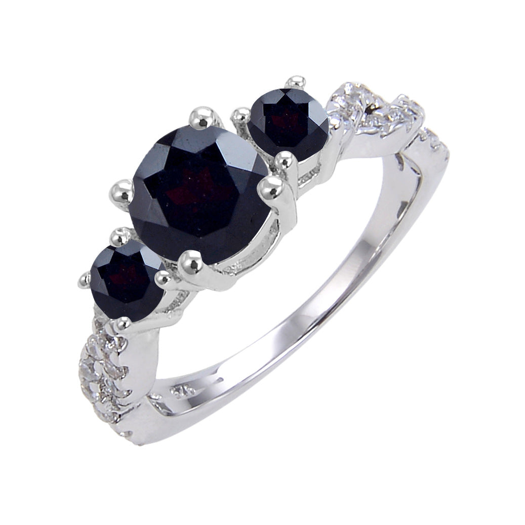 Natural crystal ring s925Sterling Silver Sapphire Ring Colorful Gemstone Ring
