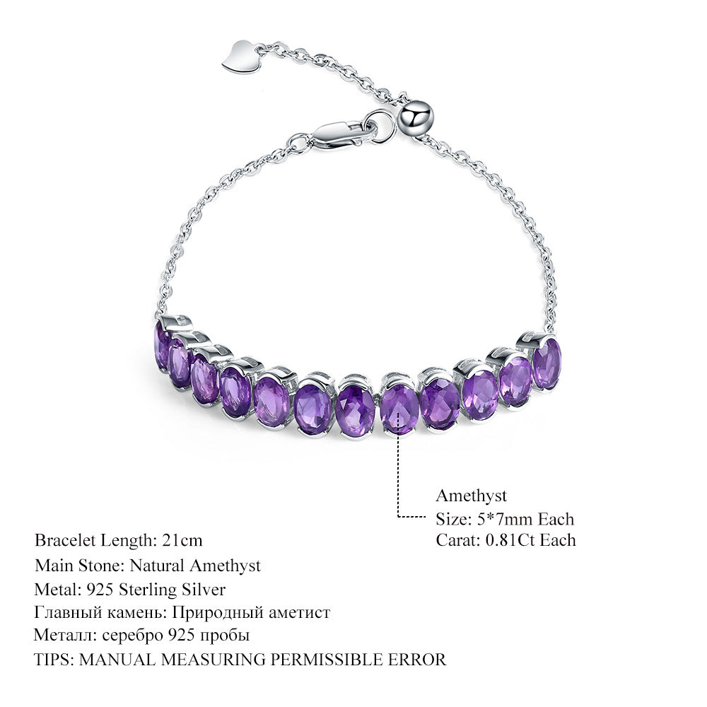 Fashion Luxurious Natural Gemstone Bracelet for Women Unique and Elegant s925Sterling Silver Inlaid Colorful Gemstone Bracelet