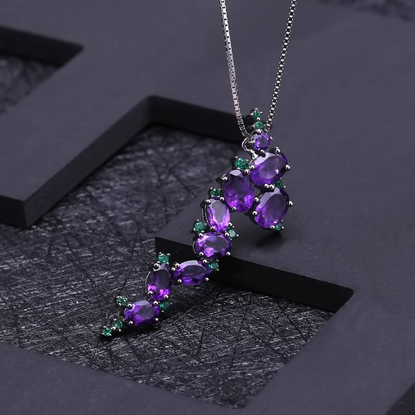 Italian Craft Designer Luxury Pendant High-end Feel s925Silver Natural Amethyst Necklace Pendant