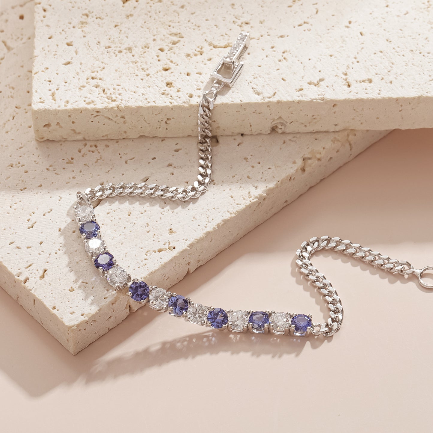 High-end Elegant Cultivated Sapphire Moissanite Bracelet for Women s925Sterling Silver Inlaid Sapphire Bracelet Spring Summer