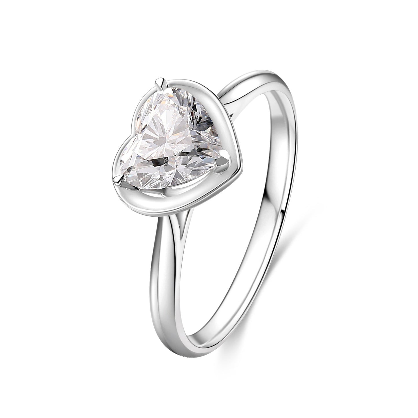 ins Heart-shaped18k Gold Inlaid Cultivated Diamond Ring k Gold Engagement Ring Single Diamond1Carat Genuine Diamond White Gold Ring