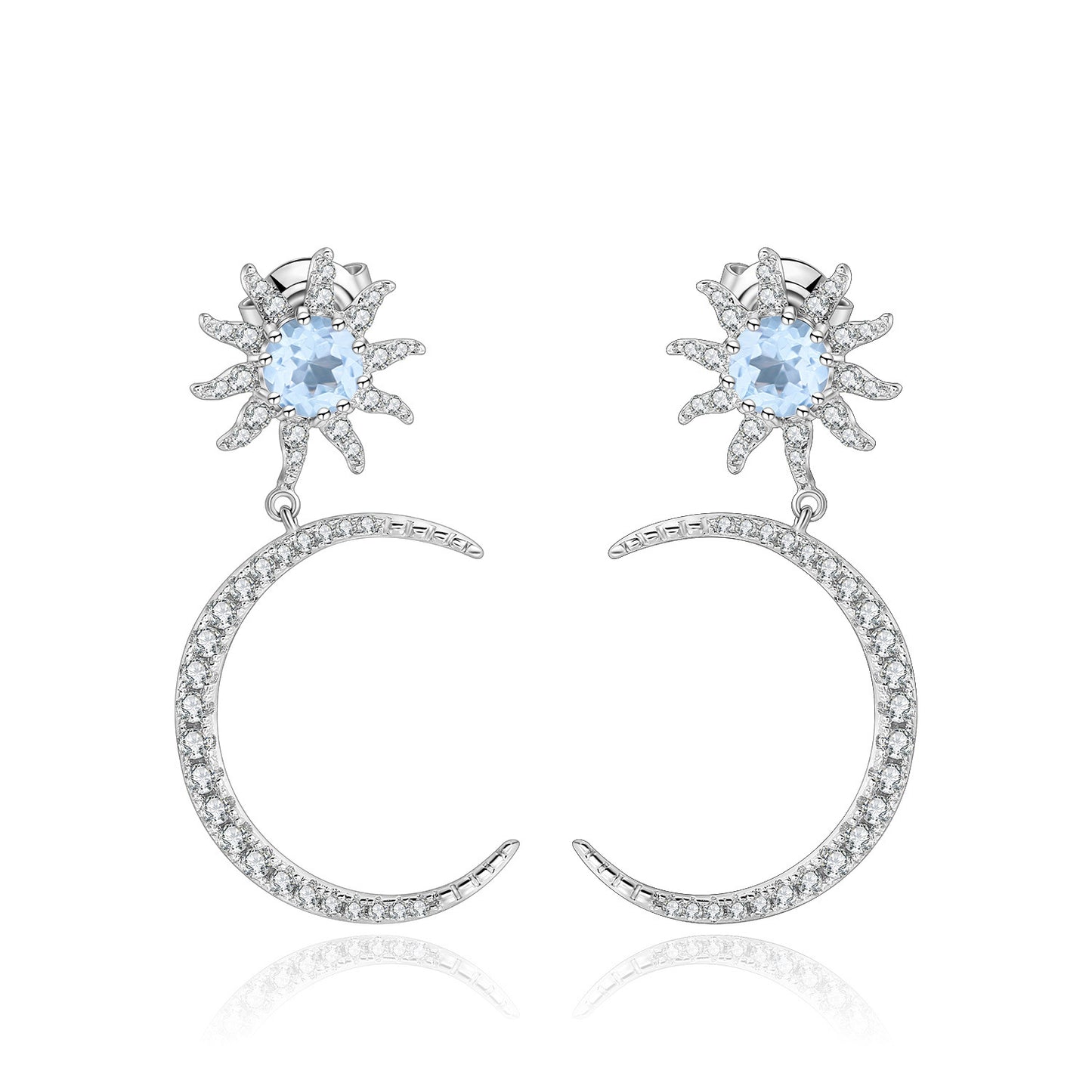 ins Natural Gemstone Hairpin Star Moon Earrings Gift for Girls925Sterling Silver Gemstone Earrings Jewelry