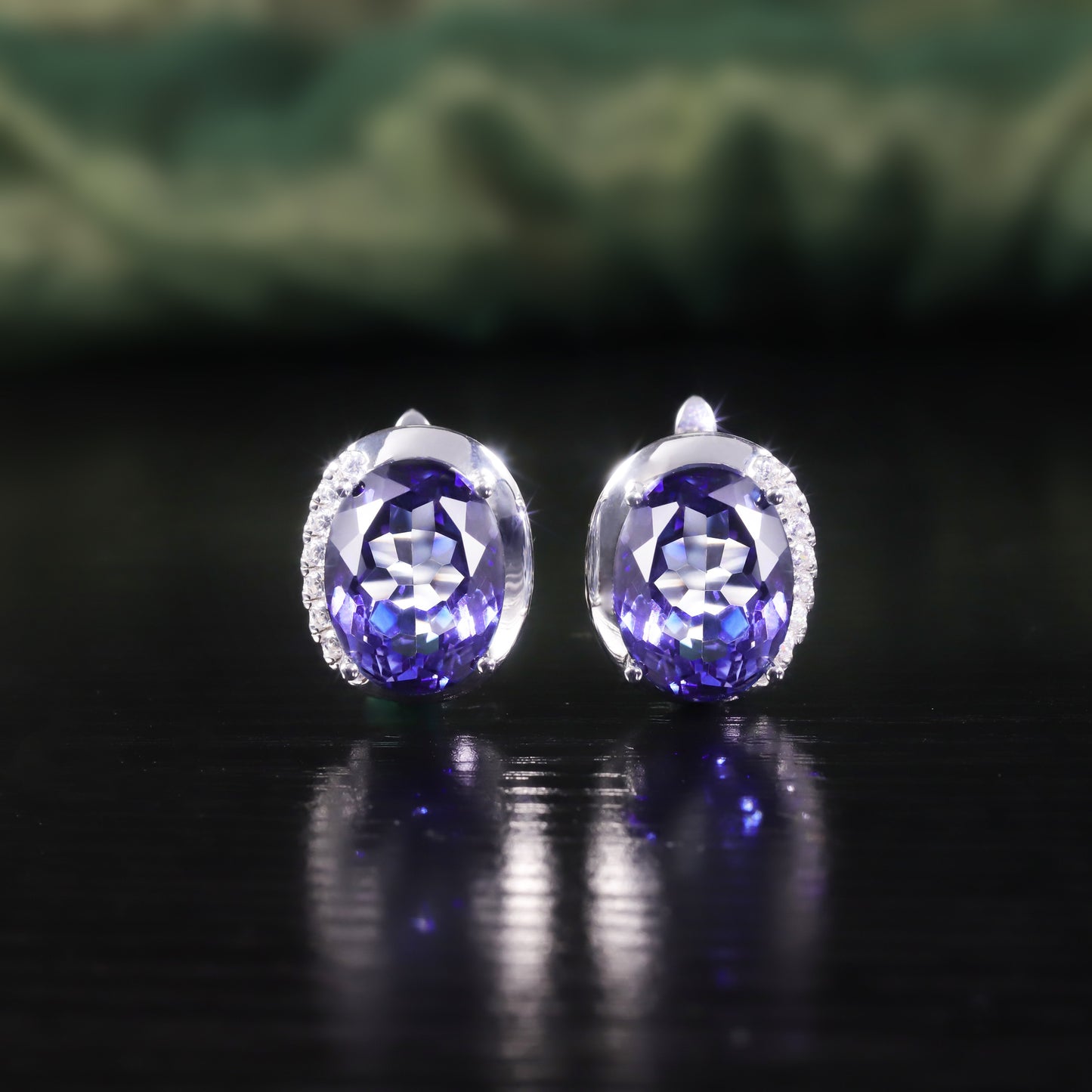 Vintage Plated Crystal Earrings s925Sterling Silver Large Carat Colorful Crystal Earrings Studs for Women