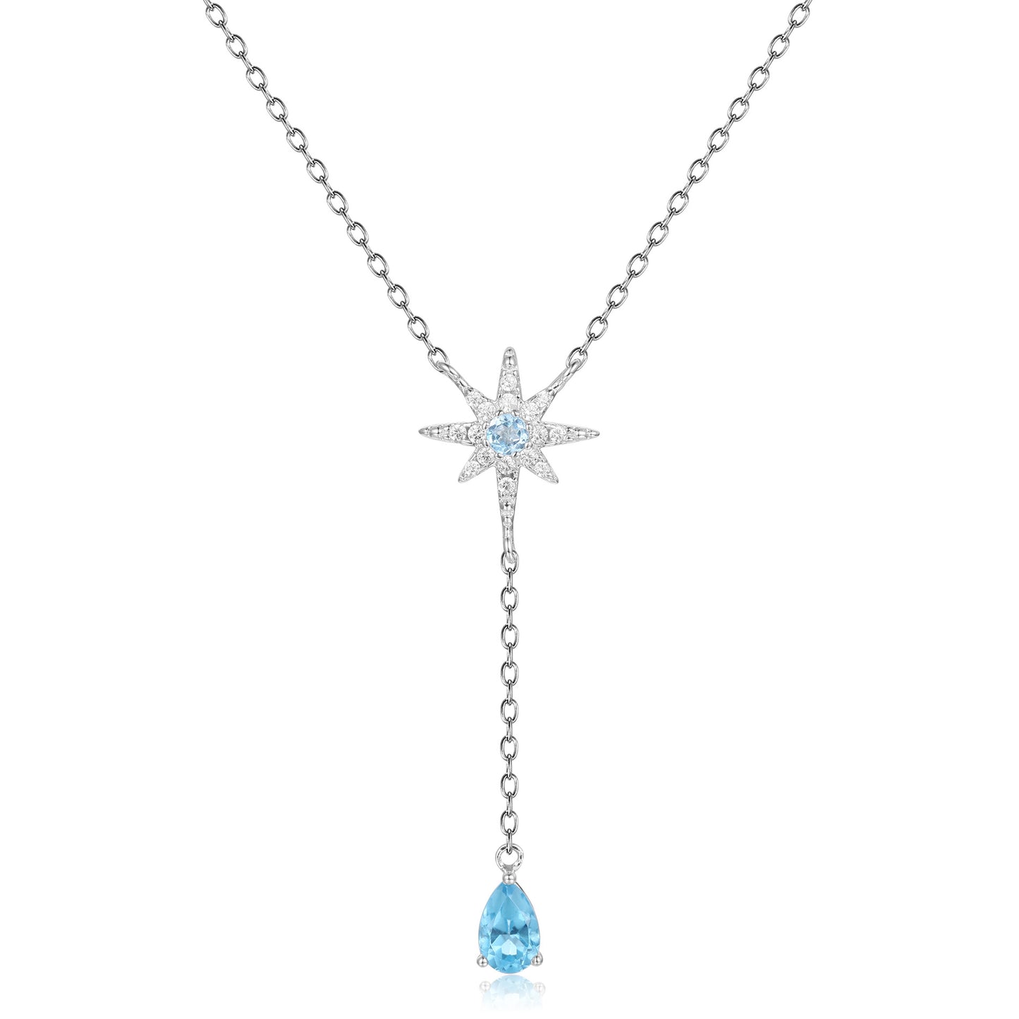 New Creative Design Light Luxury Topaz Necklace French Romance925Silver Inlaid Natural Gemstone Necklace Pendant