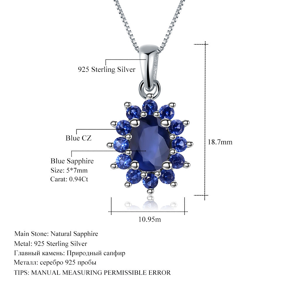 Luxurious and Unique Jewelry Set s925Silver Inlaid Gemstone Ring Necklace Earrings Three-Piece Set