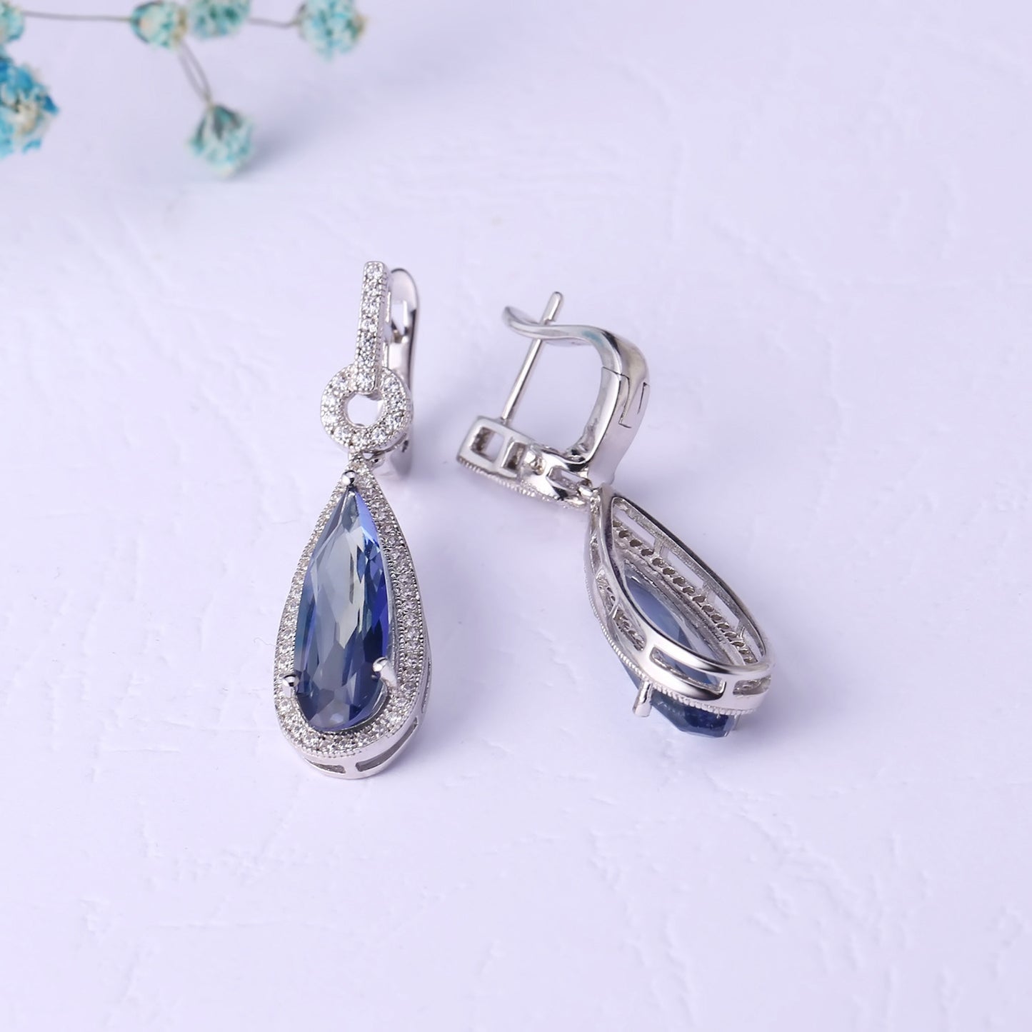 High-end Design Colorful Gemstone Earrings Luxurious Fashion s925Silver Inlaid Coated Crystal Earrings Drop Earrings