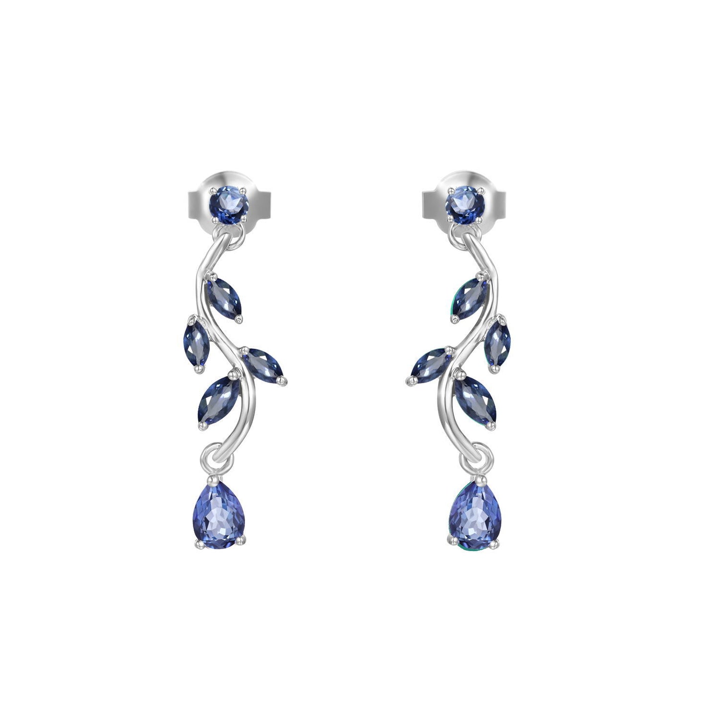 Leaf Earrings Niche Design Natural Gemstone Topaz Earrings s925Sterling Silver Inlaid Garnet Earrings