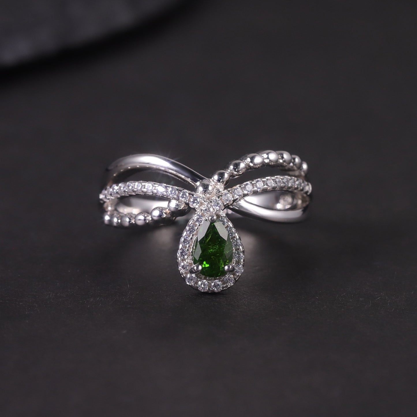 Foreign Trade Crown Natural Topaz Ring s925Sterling Silver Inlaid Garnet Diopside Ring New Style
