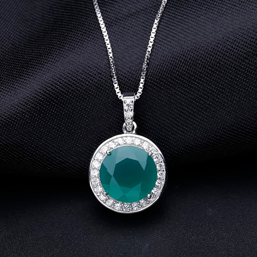Light Luxury s925Silver Green Agate Pendant In Stock Direct Supply Fashion High-end Inlaid Natural Gemstone Necklace Pendant