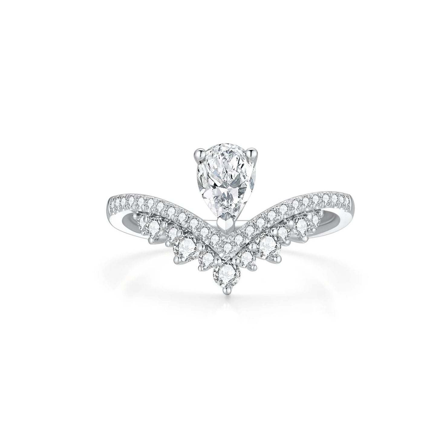 Crown Tassel18k Gold Inlaid Cultivated Diamond Engagement Ring0.48Carat Genuine Diamond White Gold Ring k Gold Ring Foreign Trade