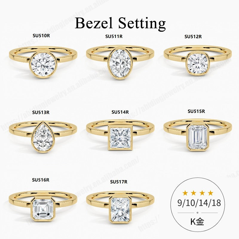Minimalist Plain Band Ring9/10/14/18K Gold Inlaid with Moissanite1Carat Wedding Ring AU750Ring
