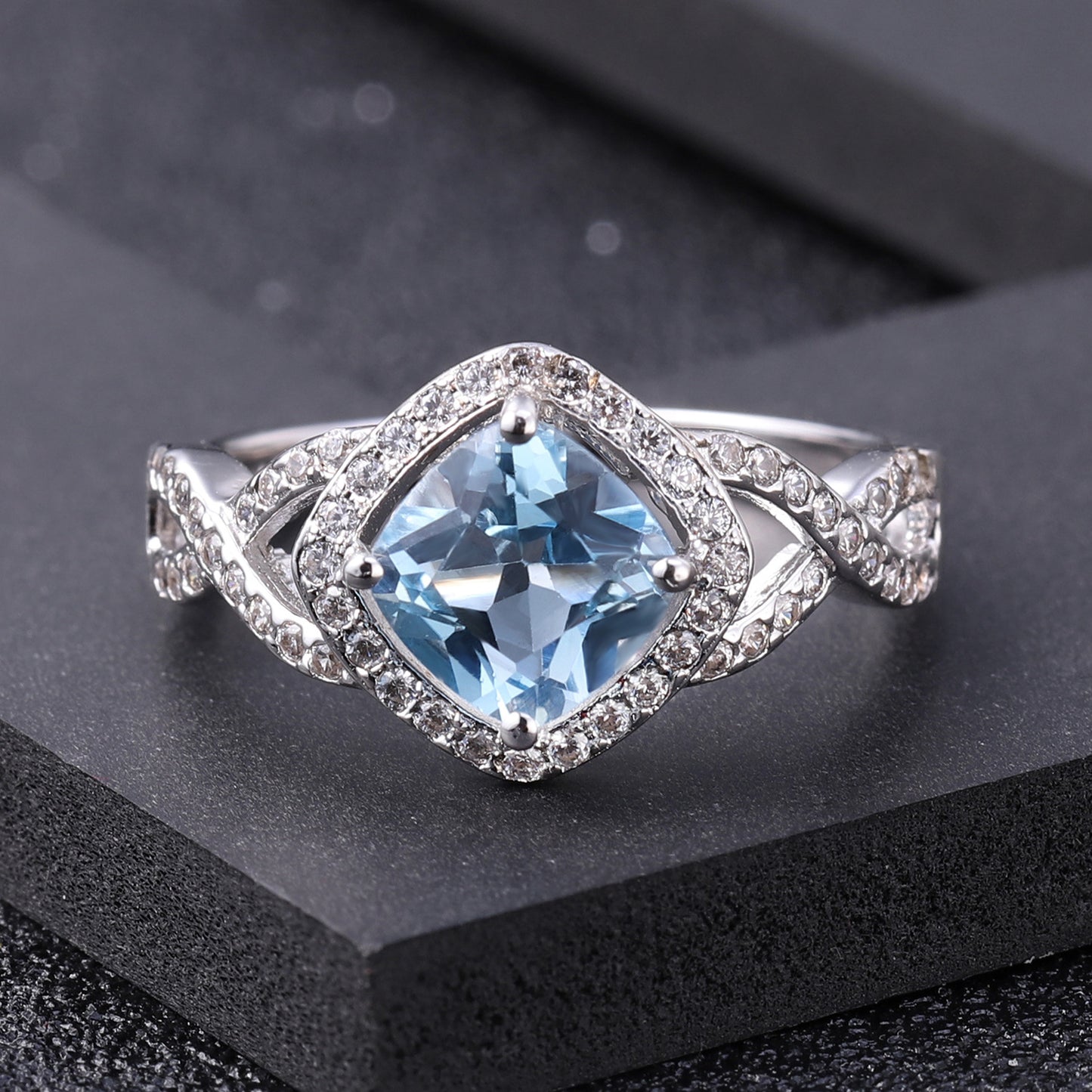 s925Silver Natural Topaz Ring Fashionable Light Luxury Elegant Jewelry Pure Silver Inlaid Natural Gemstone Ring