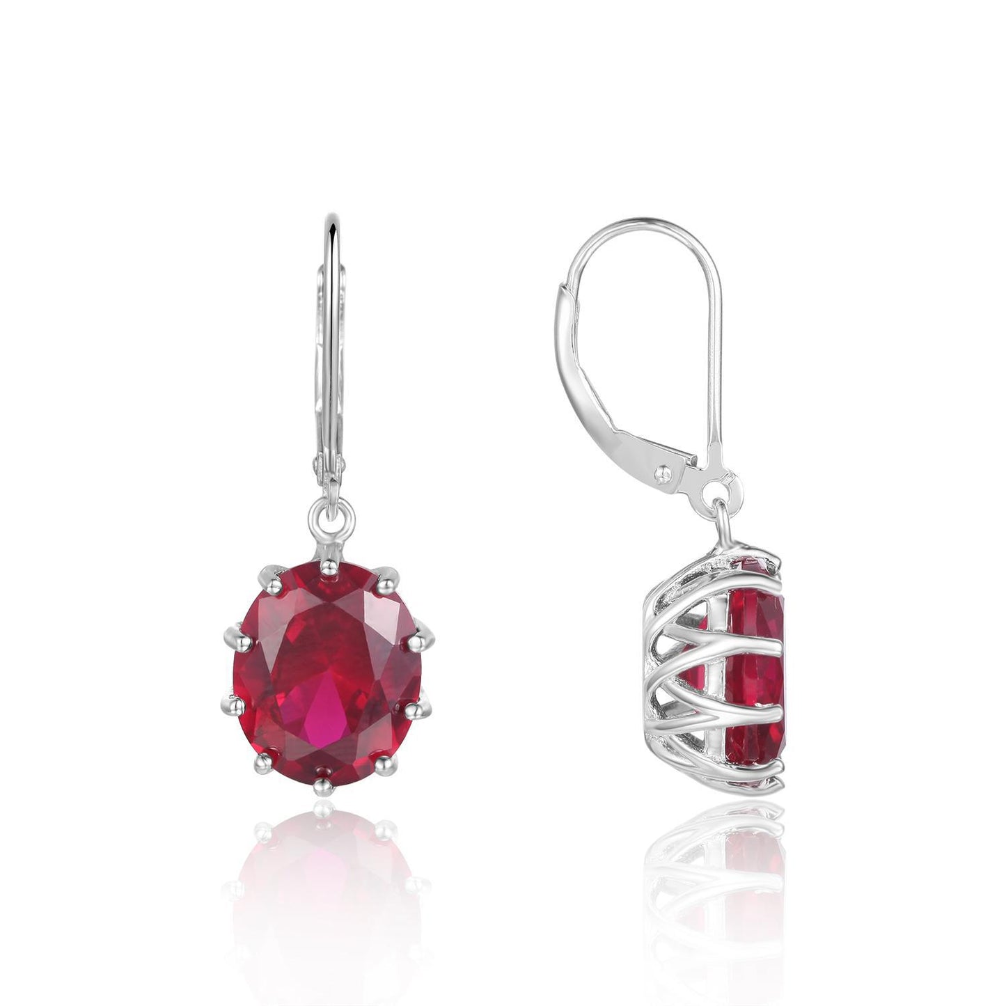 Factory Direct Supply Fashion Gemstone Earrings Simple s925Silver Inlaid Colorful Crystal Cultivated Red Gemstone Earrings