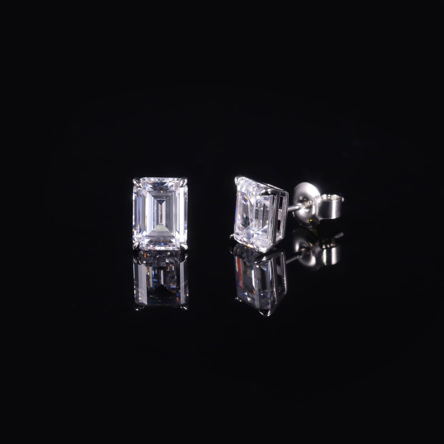 High-quality pure18K Gold Inlaid2Carat Moissanite Earrings Emerald9/10/14K Gold Earrings Au750Empty Support