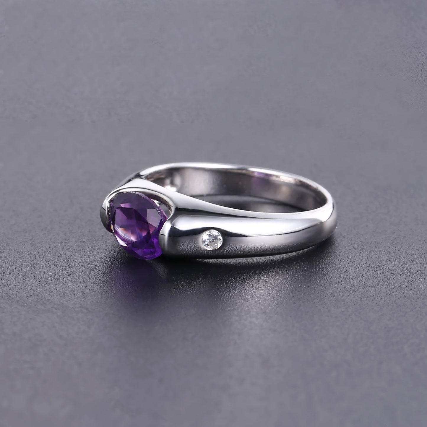 Natural Amethyst Ring In-stock Direct Supply Fashionable Light Luxury s925Sterling Silver Exquisite Inlaid Natural Gemstone Ring