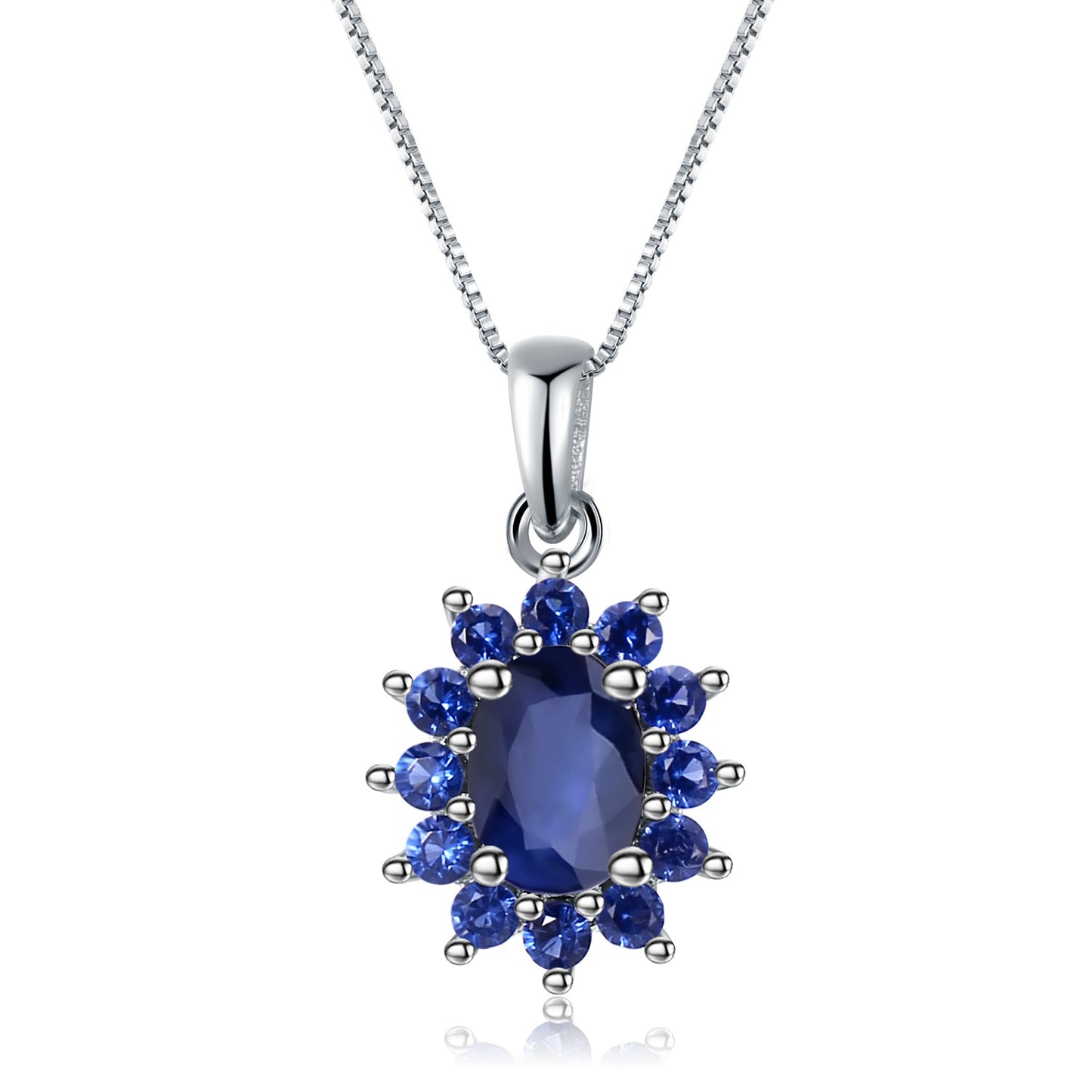 Fashionable Light Luxury Natural Sapphire Necklace Sunflower Flower s925Sterling Silver Inlaid Gemstone Necklace Pendant